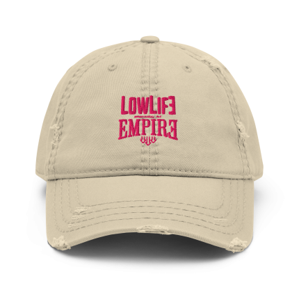 SELF TITLED — Distressed Dad Hat (Pink Logo / Khaki)