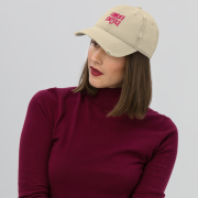 SELF TITLED — Distressed Dad Hat (Pink Logo / Khaki) - Image 10